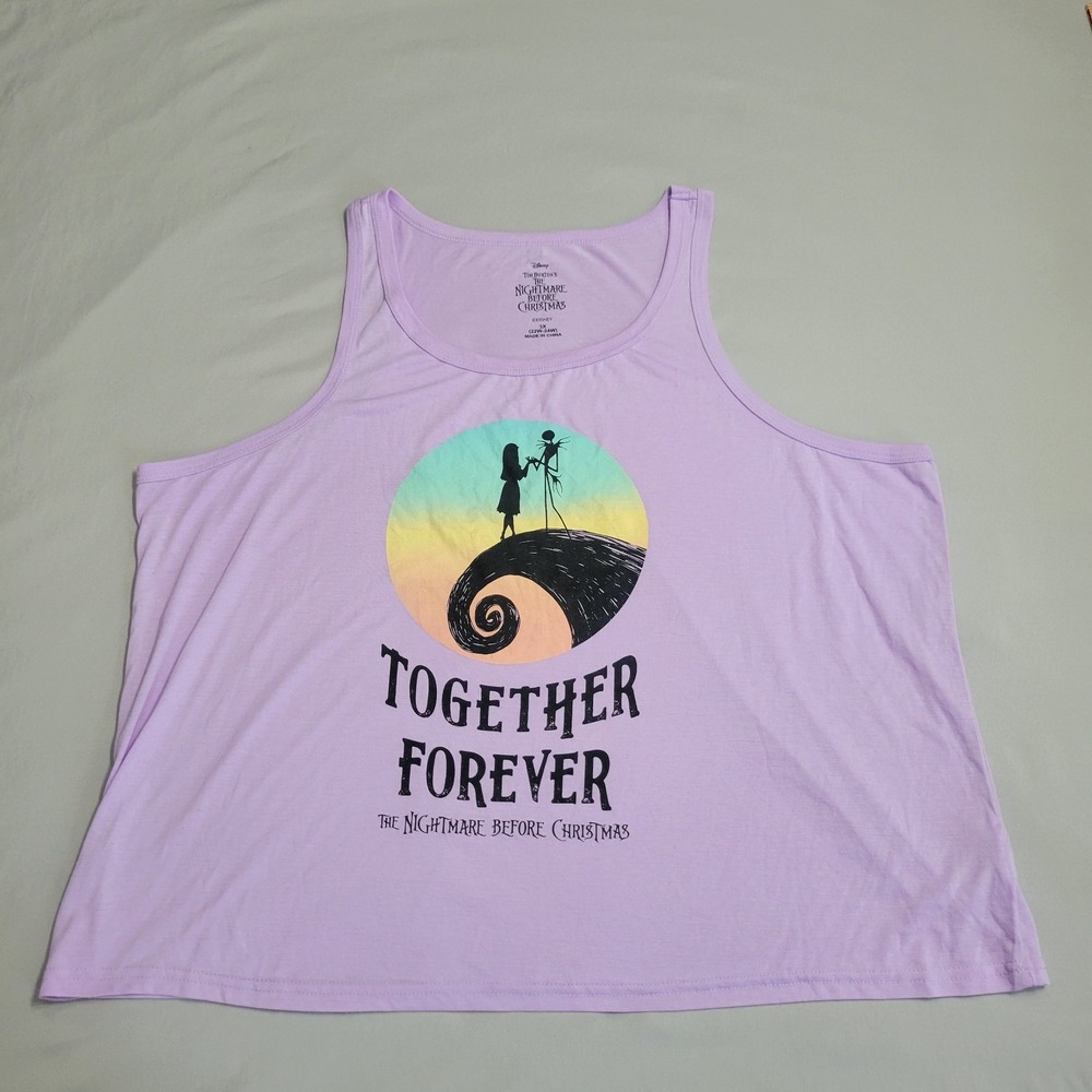Disney Tim Burton the Nightmare Before Christmas Purple Sleep Tank Top Size 3X